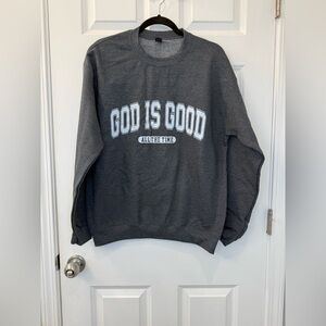 New Cozy Fleece God Is Good All the Time Christian Sweatshirt Medium Grey